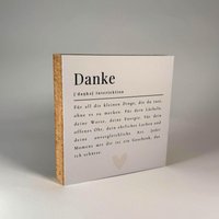 Danke Definition Holzbild - 10x10 cm Mini Art Print Typografie Wanddeko Zum Hinstellen & Aufhängen von MiniArtPrint