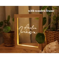 Nachtlicht Mit Handgefertigtem Holzrahmen - Namenslicht Personalisiertes Geschenk Individuelles Schlafzimmer Büro Dekor Teenager Spruch von MiniDecorShop