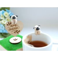 Mops Teebeutel Halter Mit Weihnachtsanhänger - Geschenk Weihnachtsgeschenke Für Liebhaber von MiniHandsCrafts