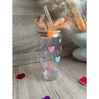 Trinkglas „Herzchen" Mit Strohhalm Und Bambusdeckel, Perfektes Weihnachtsgeschenk Für Die Frau, Kaffeebecher To Go, Geschenke Zur Hochzeit von MiniNiniShop
