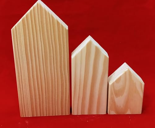 3 St. Astreine Holzhaus zum Bemalen oder als Deko Höhe 7-16 cm 3 St. Astreine Holzhaus zum Bemalen oder als Deko Höhe 7-16 cm von Miniaturenbau-Lewen
