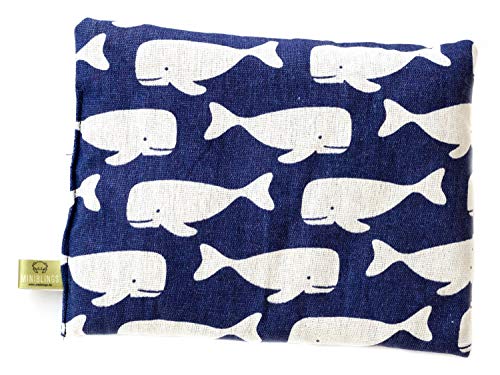 Miniblings Kirschkernkissen Bio Wärmekissen Mikrowelle 23x17cm Wale Blau Weiß von Miniblings