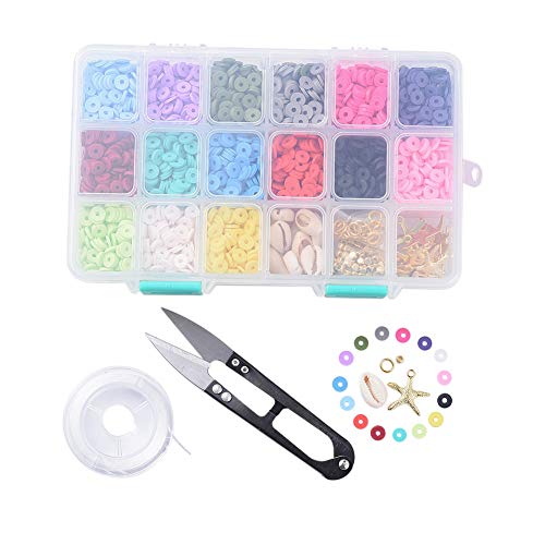 Miniblings Perlen Bastel Set Vinyl Gummi Muschel Schere Silikonschnur 15 Farben mit Box von Miniblings