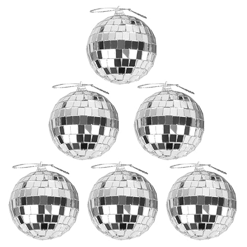 6 Stück Silber Party DiscoKugel Discokugeln Spiegelkugel für Lichteffekte,6CM Spiegel Ball zum Aufhängen für Party Hochzeit Home Dekoration, Bühne Requisiten, Weihnachtsbaum Ornament von Minicloss