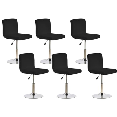 Minicloss 6pcs Bar Stool Slipcovers with Backrest Cover,Stretch Chair Cover,Stretch Removable Covers for Short Swivel Chair Dining Chair Bar Stool with Backrest (No Chairs) (Schwarz) von Minicloss