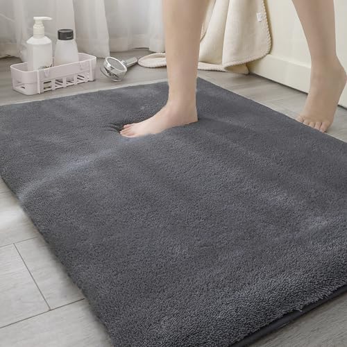 MINIDEAR Badezimmerteppich, 61 x 91,4 cm, vulkanisches Grau, dicker Memory-Schaum-Badematte, ultraweich und flauschig, rutschfest, schnell trocknend, saugfähig, waschbar, Boden-Mikrofasermatte für MINIDEAR Badezimmerteppich, 61 x 91,4 cm, vulkanisches Grau, dicker Memory-Schaum-Badematte, ultraweich und flauschig, rutschfest, schnell trocknend, saugfähig, waschbar, Boden-Mikrofasermatte für von Minidear