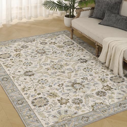 MINIDEAR Teppich für Wohnzimmer, waschbare Teppiche für Schlafzimmer, rutschfest, Vintage-Teppiche mit Blumendruck, Teppichmatte für Zuhause MINIDEAR Teppich für Wohnzimmer, waschbare Teppiche für Schlafzimmer, rutschfest, Vintage-Teppiche mit Blumendruck, Teppichmatte für Zuhause von Minidear