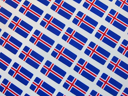 Kleine Mini-Aufkleber, isländische Flagge, 20 x 12 mm, 64 Stück von Minilabel