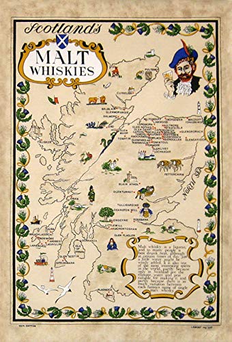 Scotland's Malz Whiskies, Schottische Geschirrtuch Spüllappen - Perfektes Geschenk von Minilabel