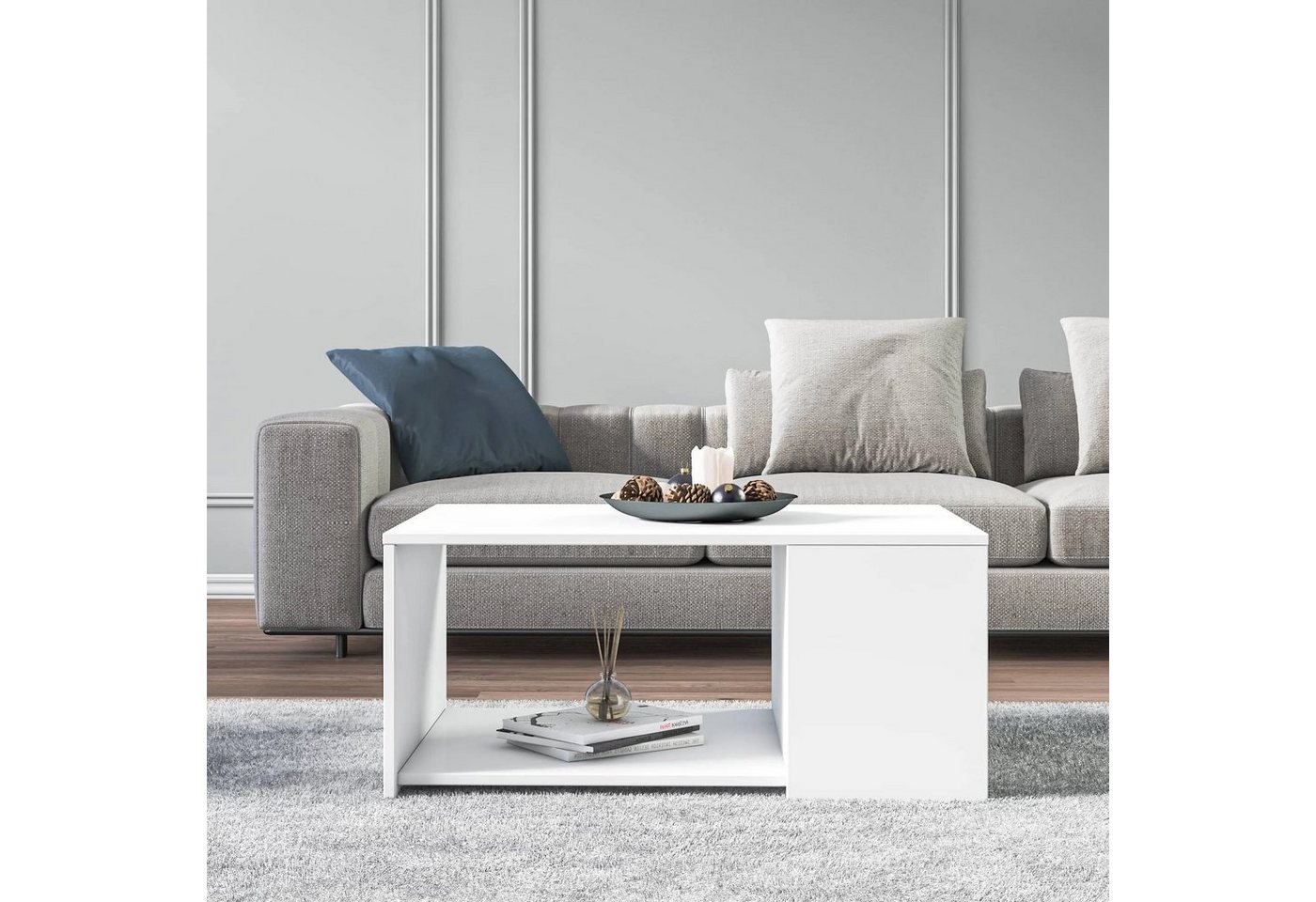 DEMA Home Couchtisch Rome Weiß 90 cm x 40 cm x 60 cm von DEMA Home