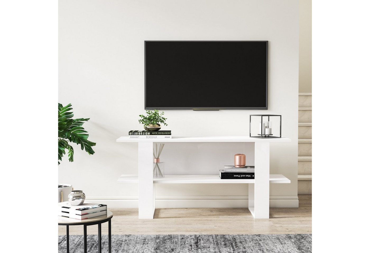 DEMA Home TV-Schrank CORNELLIA TV STAND - HIGH GLOSS WHITE 120 cm x 35cm x 55 cm von DEMA Home