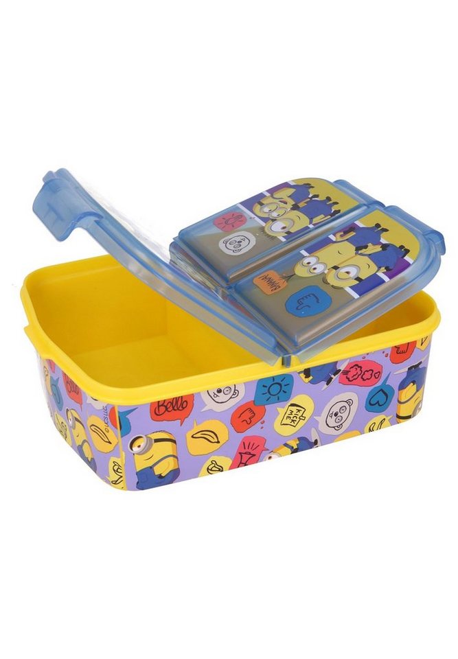 Minions Lunchbox Brotdose Minions, Vesperdose mit 3 Fächern, BPA-frei von Minions
