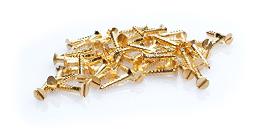 100 Stück MINI-Holzschrauben DIN 97 (Senkkopf mit Schlitz) Messing 2x10mm für Modellbau oder zur Restauration von Minischrauben.com