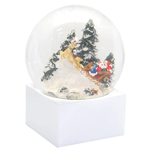 Minium Collection 20112 Schneekugel Weihnacht Santa im Schlitten Winter auf Sockel weiß eck, Pure-Line, Durchmesser 100mm von Minium Collection