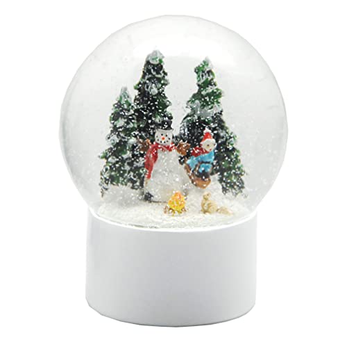 Minium Collection 20140 Schneekugel Schneemann mit Kind auf Schlitten Winterszene auf Sockel weiß, Pure-Line, Durchmesser 100mm von Minium Collection