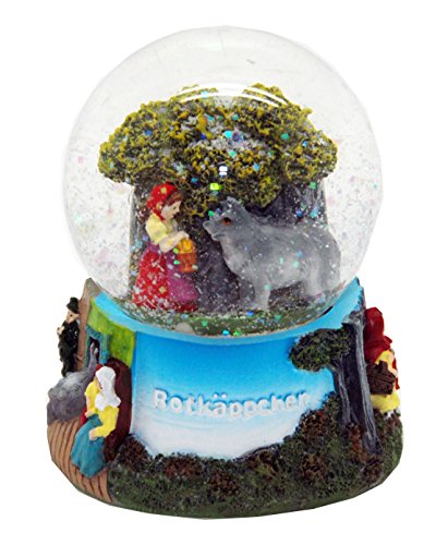 Märchen Schneekugel | Rotkäppchen und der böse Wolf | 65mm Durchmesser, 85 mm Höhe | Schüttelkugel Glitzerkugel | 30035 von Minium Collection
