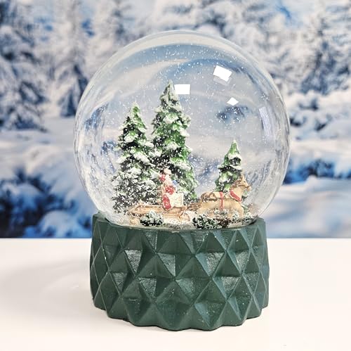 Schneekugel Nostalgie Nostalgie Schlittenfahrt auf Sockel kubisch grün | Pure-Line | Schüttelkugel | H: 12 cm B: 10 cm | 20171 von Minium Collection
