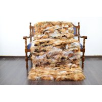Echte Fuchs Pelz Decke Handgemachte Samt Rückseite, Home Decor Echte Fuchs Pelz Decke Handgemachte Samt Rückseite, Home Decor von MinkGlamourFur
