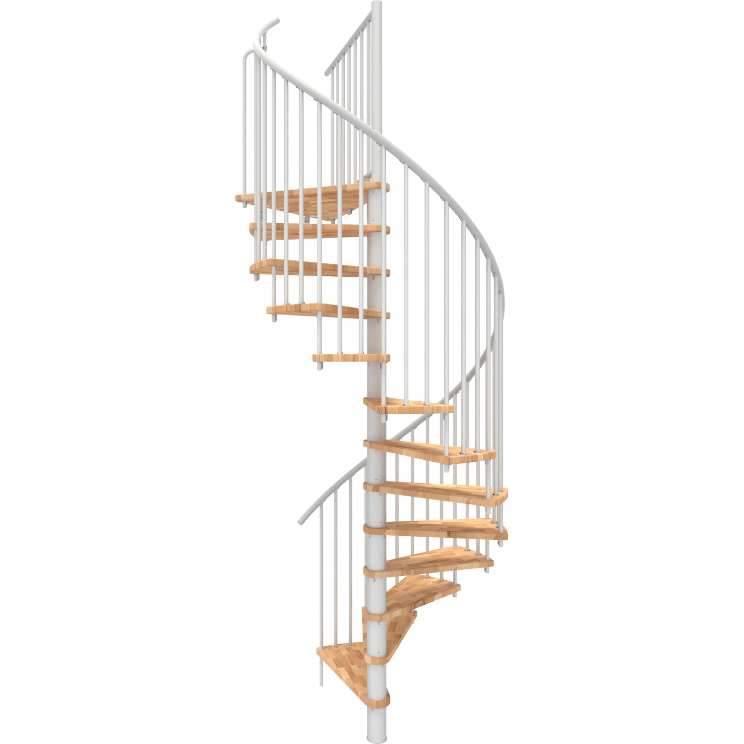 Minka Spindeltreppe Spiral Smart Buche Weiß Ø140 cm Geschoßhöhe bis 305,5 cm von Minka