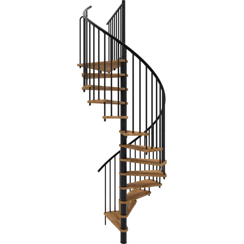 Minka Spindeltreppe Spiral Smart Eiche Schwarz Ø160 cm Geschoßhöhe bis 305,5 cm von Minka