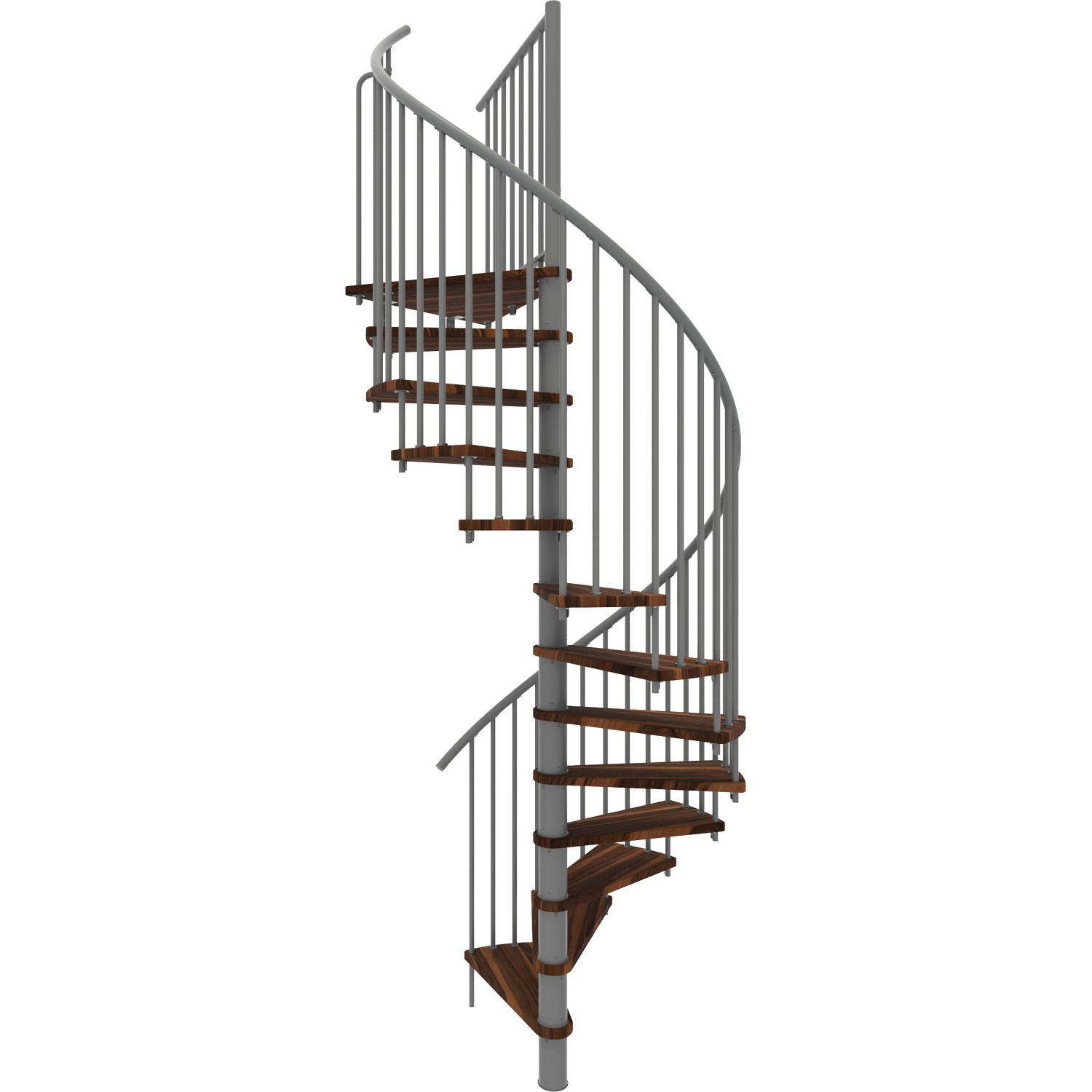 Minka Spindeltreppe Spiral Smart Walnuss Grau Ø140 cm Geschoßhöhe bis 305,5 cm von Minka