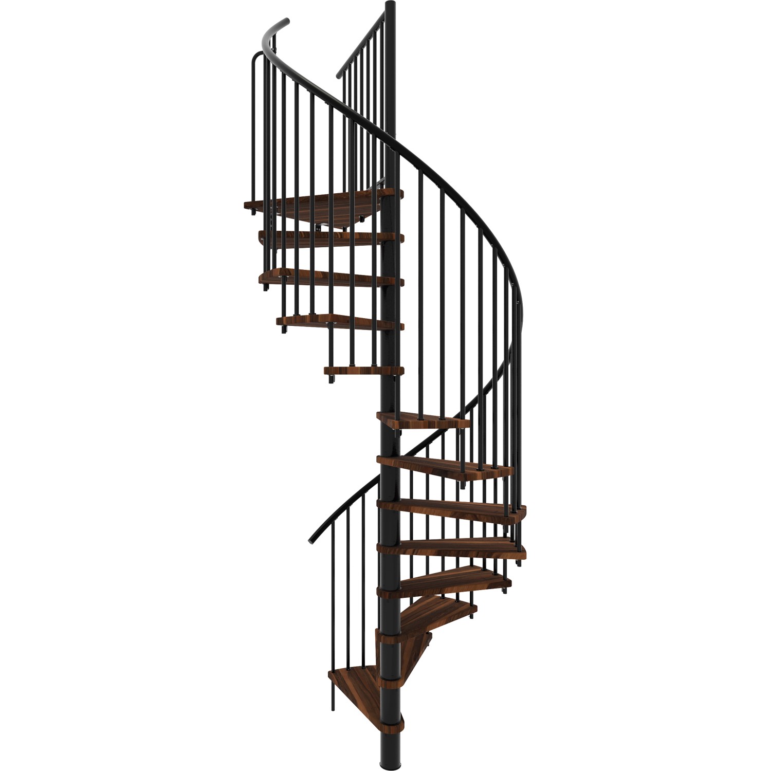 Minka Spindeltreppe Spiral Smart Walnuss Schwarz Ø160cm Geschoßhöhe bis 305,5 cm von Minka