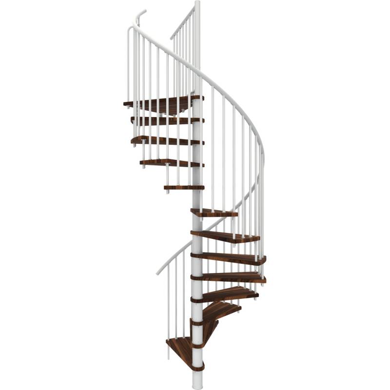 Minka Spindeltreppe Spiral Smart Walnuss Weiß Ø120 cm Geschoßhöhe bis 305,5 cm von Minka