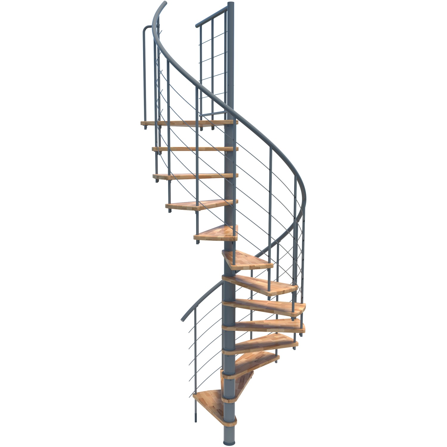 Minka Spindeltreppe Venezia Smart Buche Grau Ø120 cm Geschoßhöhe bis 305,5 cm von Minka