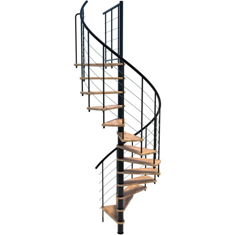 Minka Spindeltreppe Venezia Smart Buche Schwarz Ø100 cm Geschoßhöhe bis 305,5 cm von Minka