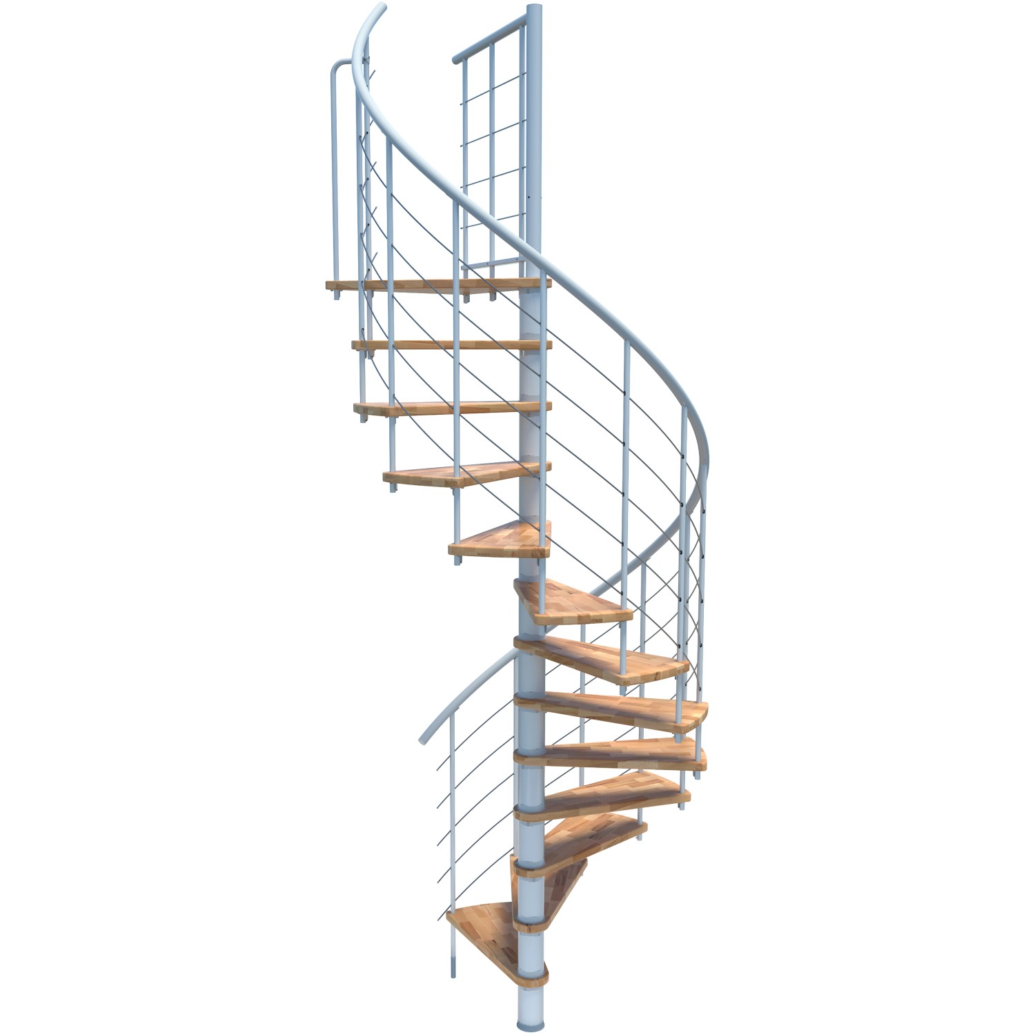 Minka Spindeltreppe Venezia Smart Buche Weiß Ø120 cm Geschoßhöhe bis 305,5 cm von Minka