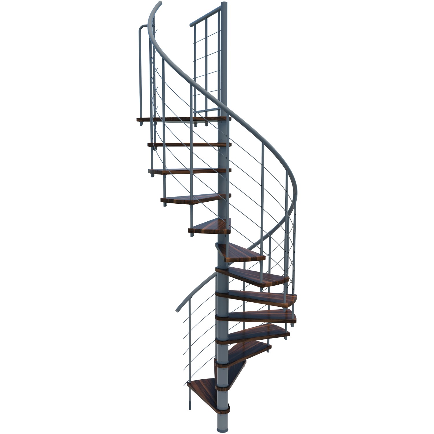 Minka Spindeltreppe Venezia Smart Walnuss Grau Ø120 cm Geschoßhöhe bis 305,5 cm von Minka