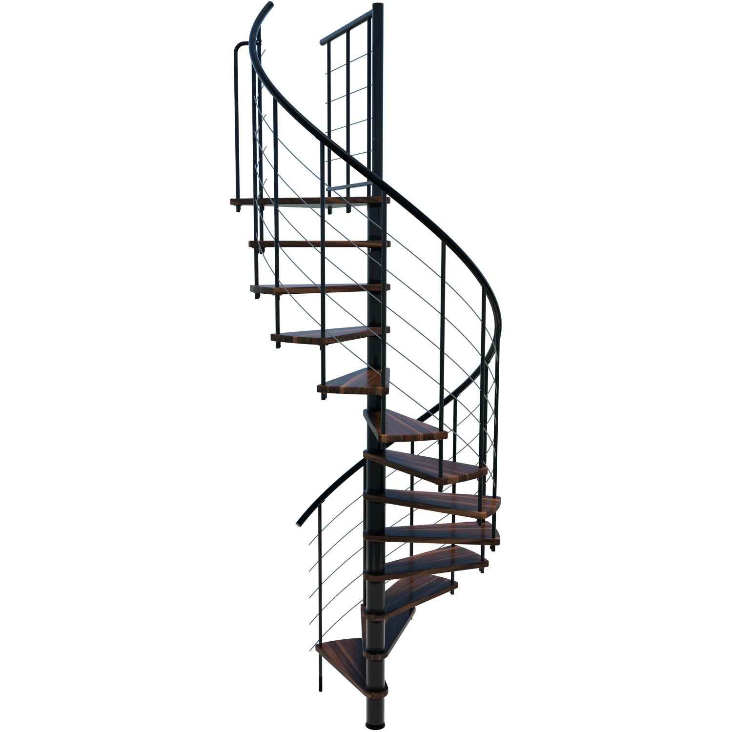 Minka Spindeltreppe Venezia Smart Walnuss Schwarz Ø120cm Geschoßhöhe bis 305,5cm von Minka