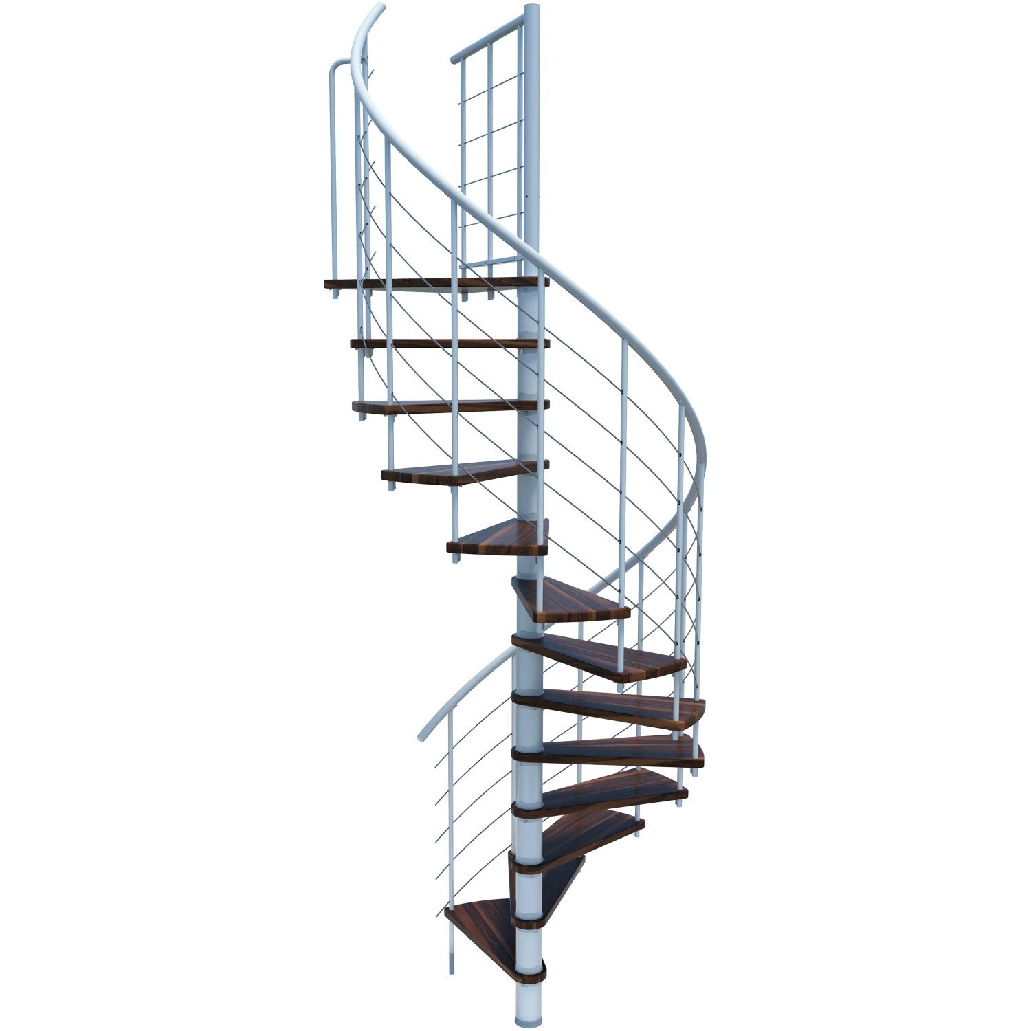 Minka Spindeltreppe Venezia Smart Walnuss Weiß Ø120 cm Geschoßhöhe bis 305,5 cm von Minka