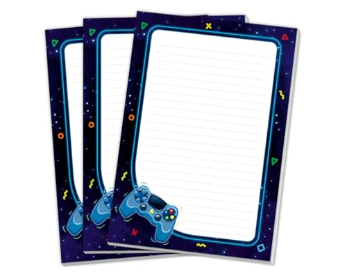Blöcke Schreibblock mit Kindermotiv Game Notizblöcke mit Linien für Jungen Jungs Briefbögenblock liniert (3 Blöcke mit je 25 Blätter in A5-Format) von Minkocards