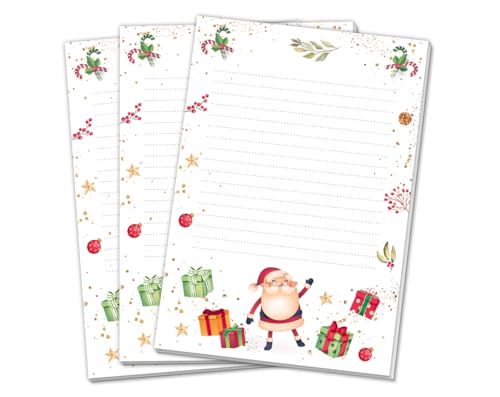 Blöcke Schreibblock mit Weihnachtensmotiv Kindermotiv für Mädchen Jungen Weihnachten Schreibblock Briefblock Notizblock (3 gleiche Blöcke/Weihnachtsmann mit je 25 Blätter in A5-Format) von Minkocards