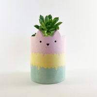 Eis Katze, Blumentopf, Keramiktopf, Katzentopf, Geschenk Für Freundin von MinkyMooCeramics