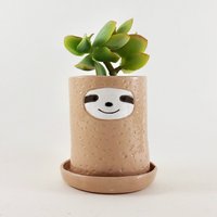 Faultier Übertopf, Keramik Sukkulenten Topf, Kaktus Blumentopf von MinkyMooCeramics