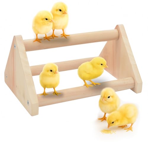 Kükenstange - Stabile Holzstange für Stall & Bruter, Trainingsstange für Küken, einfach zu montieren & zu reinigen, lustiges Aktivitätsspielzeug für Geflügel (Dreieck) von Minlend