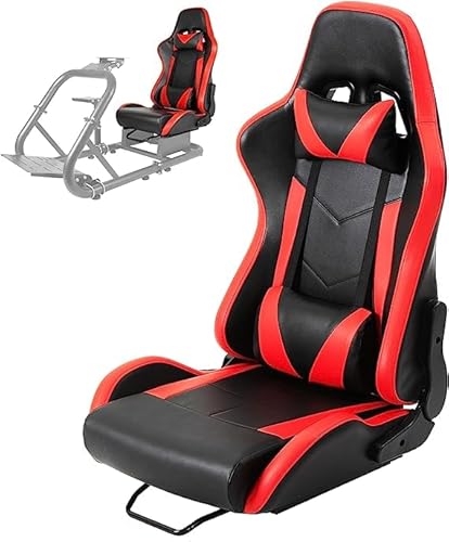 Minneer Ergonomische Racing Sitz mit einstellbaren Doppelrutschen Fit für Racing Simulator Cockpit, Lenkrad Stand Gaming Stuhl, Video Game Stühle PVC 180 Grad vollständig zurücklehnen Sitz-Rot von Minneer