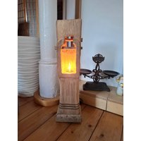 Windlicht Laterne Eichenbalken Lampe Holzbalken Dekosäule Fachwerk Balkenlampe Holzlampe Stehlampe Design Skulptur Unikat Stele von MinnekenhusDesign
