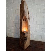 Windlicht Laterne Eichenbalken Lampe Holzbalken Dekosäule Fachwerk Balkenlampe Holzlampe Stehlampe Design Skulptur Unikat Stele von MinnekenhusDesign