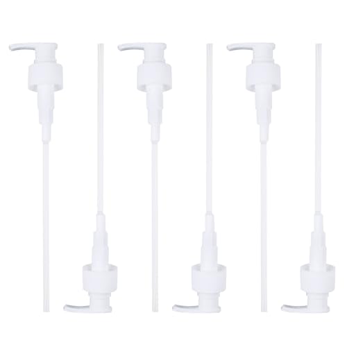 Minnhua 6 Stück Seifenspender mit 6 Schneidbaren Strohhalmen, Spülmittelspender für 25 mm Flasche, Seifenspender Ersatzpumpe, Seifenspender Pumpkopf für Lotionen Conditioner Shampoo (Milchiges Weiß) von Minnhua