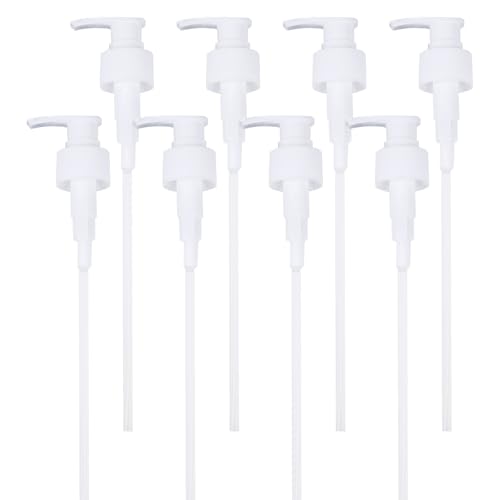 Minnhua 8 Stück Seifenspender mit 8 Schneidbaren Strohhalmen, Spülmittelspender für 25 mm Flasche, Seifenspender Ersatzpumpe, Seifenspender Pumpkopf für Lotionen Conditioner Shampoo (Milchiges Weiß) von Minnhua