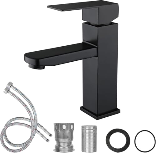 Minnhua Wasserhahn Bad Schwarz Waschtischarmatur Hoch Badarmatur Waschbecken Armaturen Edelstahl Waschtischarmatur Wasserfall für Badezimmer Schwarz Matt von Minnhua