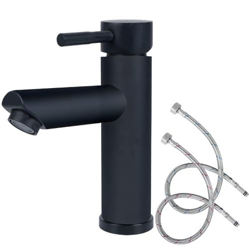 Minnhua Wasserhahn Bad Waschtischarmatur Schwarz Badarmatur Waschbecken Armaturen Matt Waschtischarmatur Set für Badezimmer Küche 304 Edelstahl von Minnhua
