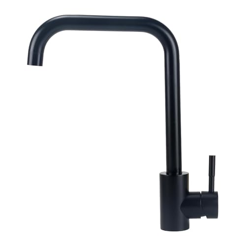 Minnhua Wasserhahn Küche Schwarz 360°Drehbar Küchenarmatur Schwarz Mischbatterie Küche Schwarz Armatur Küche Edelstahl 304 Einhebel Spültischarmatur Küche Mischbatterie Küche mit Hohem Auslauf 25cm von Minnhua