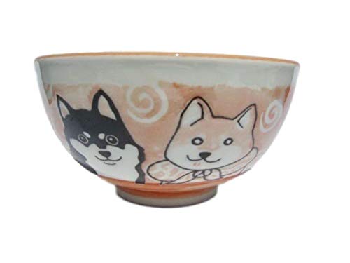 Japanischer Shiba Hund rot 6,3 Zoll Durchmesser große Reisschale Donmantiburi Suppennudel oder Servierschale Mehrzwecknapf Chawan aus Japan von Mino Ware