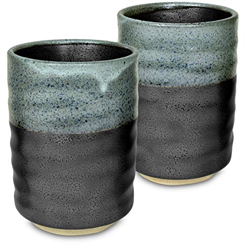 Mino Ware Traditional Japanese Yunomi Tea Cups, Set of 2, Kurosuisho for Green Tea, Matcha Tea 3.14 inch von Mino Ware