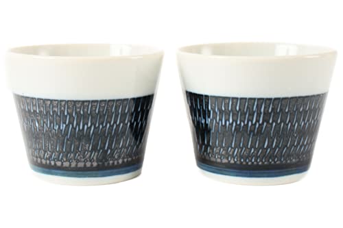 Mino Ware Japanische Keramik Paar Sobachoko Teetasse hergestellt in Japan (Japan Import) Indigo Blue Tobikanna STY001 von Minoribo