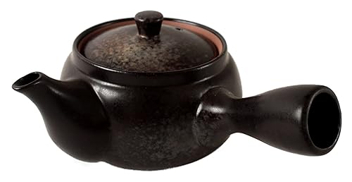 Mino Ware Teekanne aus japanischer Keramik, Kyusu Kurobizen, mattschwarz, mit Teesieb, hergestellt in Japan, Schwarz SYK003 von Minoribo